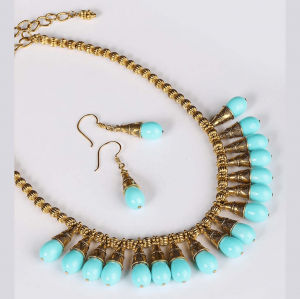 Beads Studded Brass Necklace Set