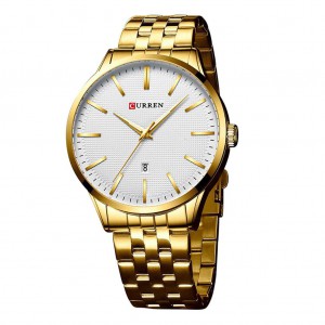 Silver Stainless Steel Analog Watch For Men - White & Golden
