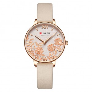 Elegant Exquisite Casual Business Quartz Women Watch Sakura Flower Embossed si(mple Wrist Watch 3ATM Waterproof Wristwatch for Ladies with Metal Mesh Strap Band