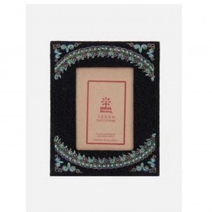 Black Printed and Embroidered Velvet Photo Frame