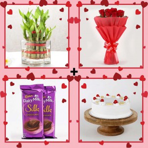 Lucky Bamboo Pineapple Cake Combo