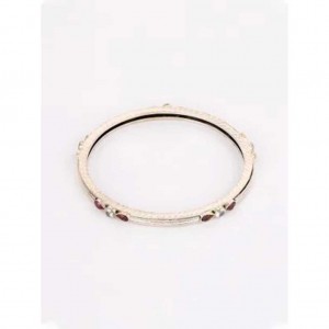 Simulated Ruby Stone Studded Oxidized Silver Bangle