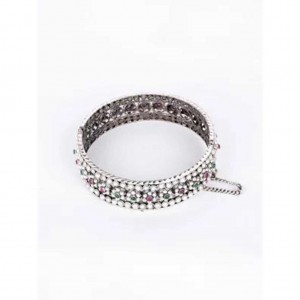 Pearl Studded Silver Bangle