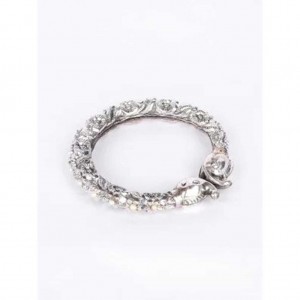 Pearl Studded Oxidized Silver Bangle