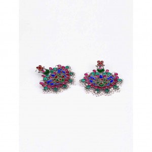 Pearl Studded Oxidized Silver Earrings