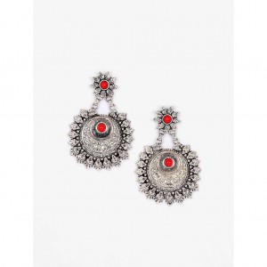 Beads Studded Oxidized Silver Earrings