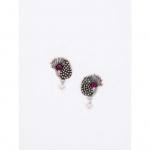 Pearl Studded Oxidized Silver Earrings
