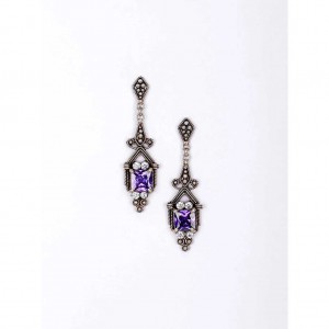 Stone Studded Oxidized Silver Earrings