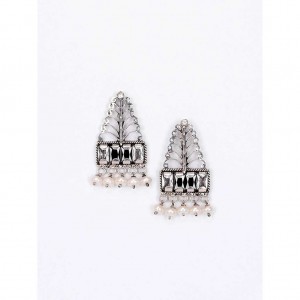 Pearl Studded Oxidized Silver Earrings