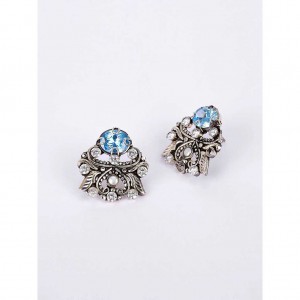 Pearl Studded Oxidized Silver Earrings