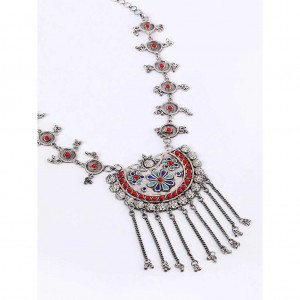 Beads Studded Oxidized Silver Necklace