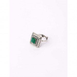 Simulated Stone Studded Oxidized Silver Ring
