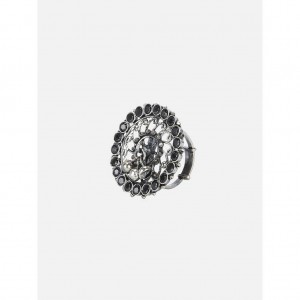 Simulated Stone Studded Oxidized Silver Ring (Copy)