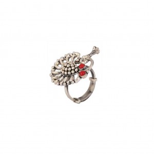 Simulated Stone Studded Oxidized Silver Ring