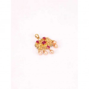 Simulated Stone and Pearl Studded Gold Locket