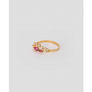 Simulated Stone Studded Gold Ring
