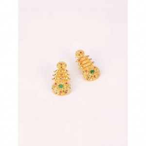Simulated Stone Studded Gold Earrings