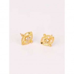 Simulated Stone Studded Gold Earrings
