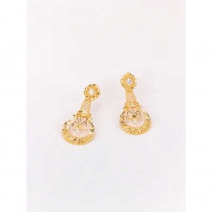 Simulated Stone Studded Gold Earrings