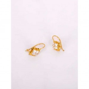 Simulated Stone Studded Gold Earrings