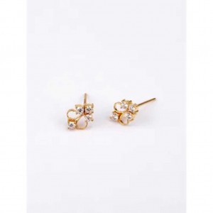 Simulated Stone Studded Gold Earrings