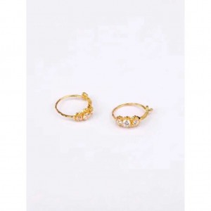 Simulated Stone Studded Gold Earrings