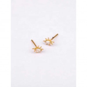 Simulated Stone Studded Gold Earrings