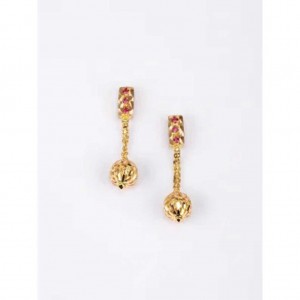 Simulated Stone Studded Gold Earrings
