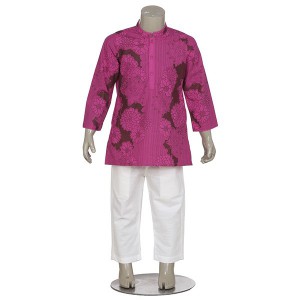 Pink Printed Cotton Panjabi Pajama Set