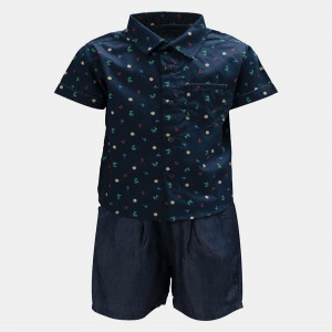 Blue Cotton Shirt Pant Set
