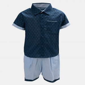 Blue Cotton Shirt Pant Set