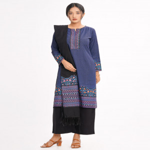 Blue and Black Viscose Salwar Kameez