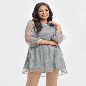 Green Georgette Layered Tunic