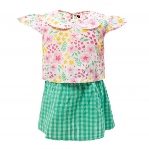 Multi-color Cotton Newborn Skirt Tops Set