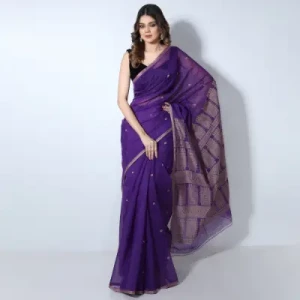 Purple Cotton Saree