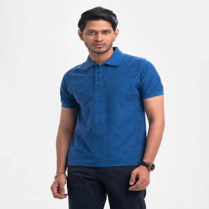 Blue Cotton Pique Polo