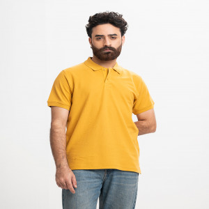 Mustard Yellow Cotton Pique Polo