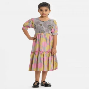 Gray Viscose A-Line Frock