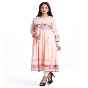 Pink Viscose A-line Long Tunic