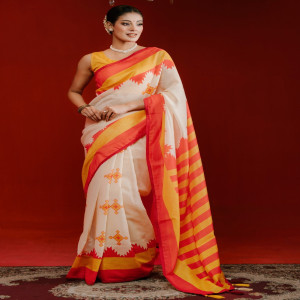 Premium Digital Printed Half Silk Saree