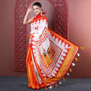 Premium Digital Printed Half Silk Saree