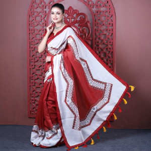 Premium Digital Printed Half Silk Saree