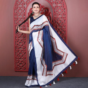 Premium Digital Printed Half Silk Saree