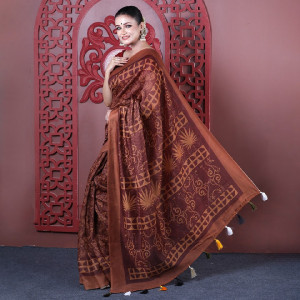 Premium Digital Printed Half Silk Saree