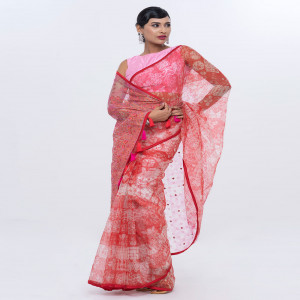 Pink Muslin Silk Saree