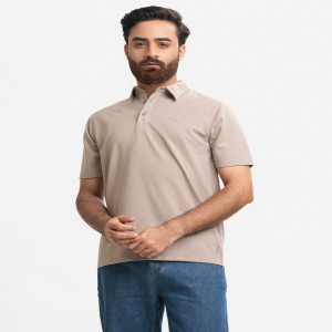 Light Brown Cotton Pique Polo