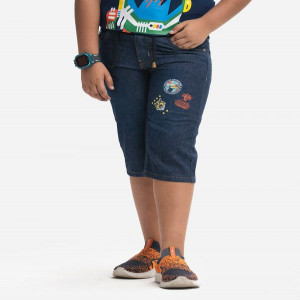 Navy Blue Denim Three Quarter Pants