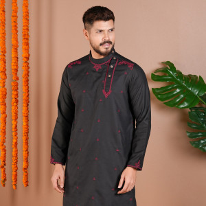 Black Royale Embroidery Panjabi