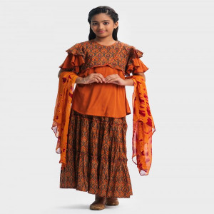 Terracotta Cotton Ghagra Choli