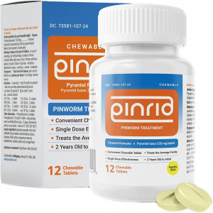 Pin-Rid Pills for Pinworms | Pyrantel Pamoate 250 mg | Made in USA | Dewormer | for Pinworm, Hookworm, & Whipworm | Fast Acting Pinworm Medicine | Family Size | Ages 2 yrs & Up | 12 Chewable Tablets